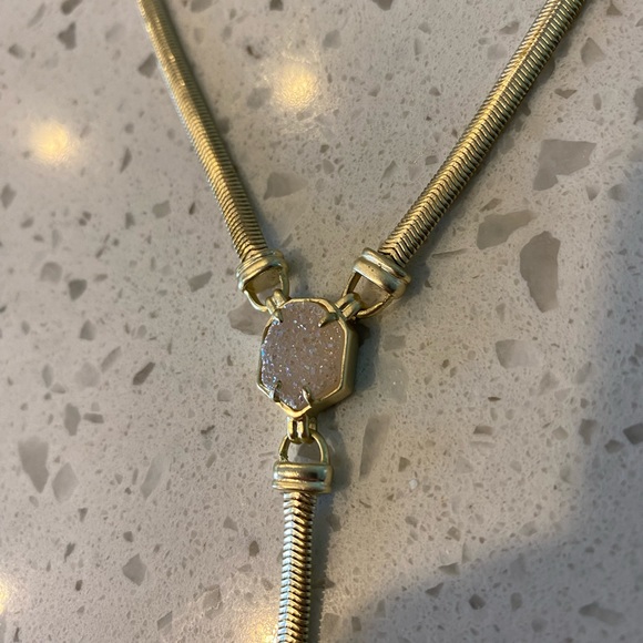 Kendra Scott Starla Necklace- Gold with Iridescent Drusy - Picture 2 of 6